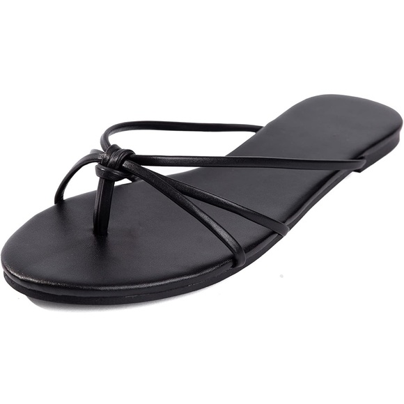 New Black Knot Strappy Flat Sandals Size 8 - Picture 3 of 4